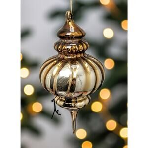 Dept 56 Red Optic Mercury Glass Tear Drop Finial Christmas Ornament Vintage